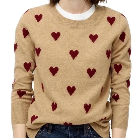 ❤️ Super cute JCrew 100% cashmere heart sweater ❤️ crewneck sz small - Picture 2 of 10